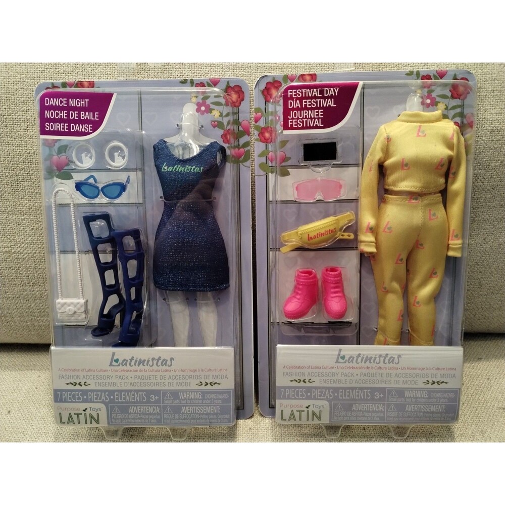 Purpose Toys Latinistas Fashion Pack Lot 2 Doll Clothing Outfits Festival Dance